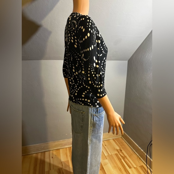Requirements Black White Dot Pattern Cardigan Sweater Size Small Lightweight - Picture 4 of 5